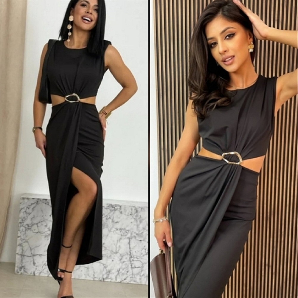 Zara *cut out slit midi dress black size XS